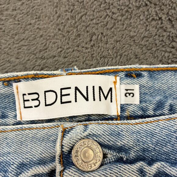 EB Denim Jeans Blue Unraveled Straight Leg Light Wash Destressed Women's Size 31 - Picture 13 of 14